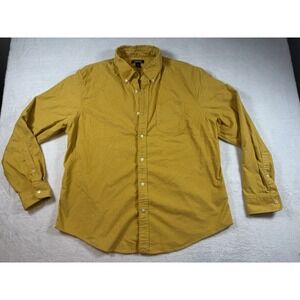 Lands' End Shirt Men's XL Mustard Yellow Corduroy Traditional Fit Long Sleeve